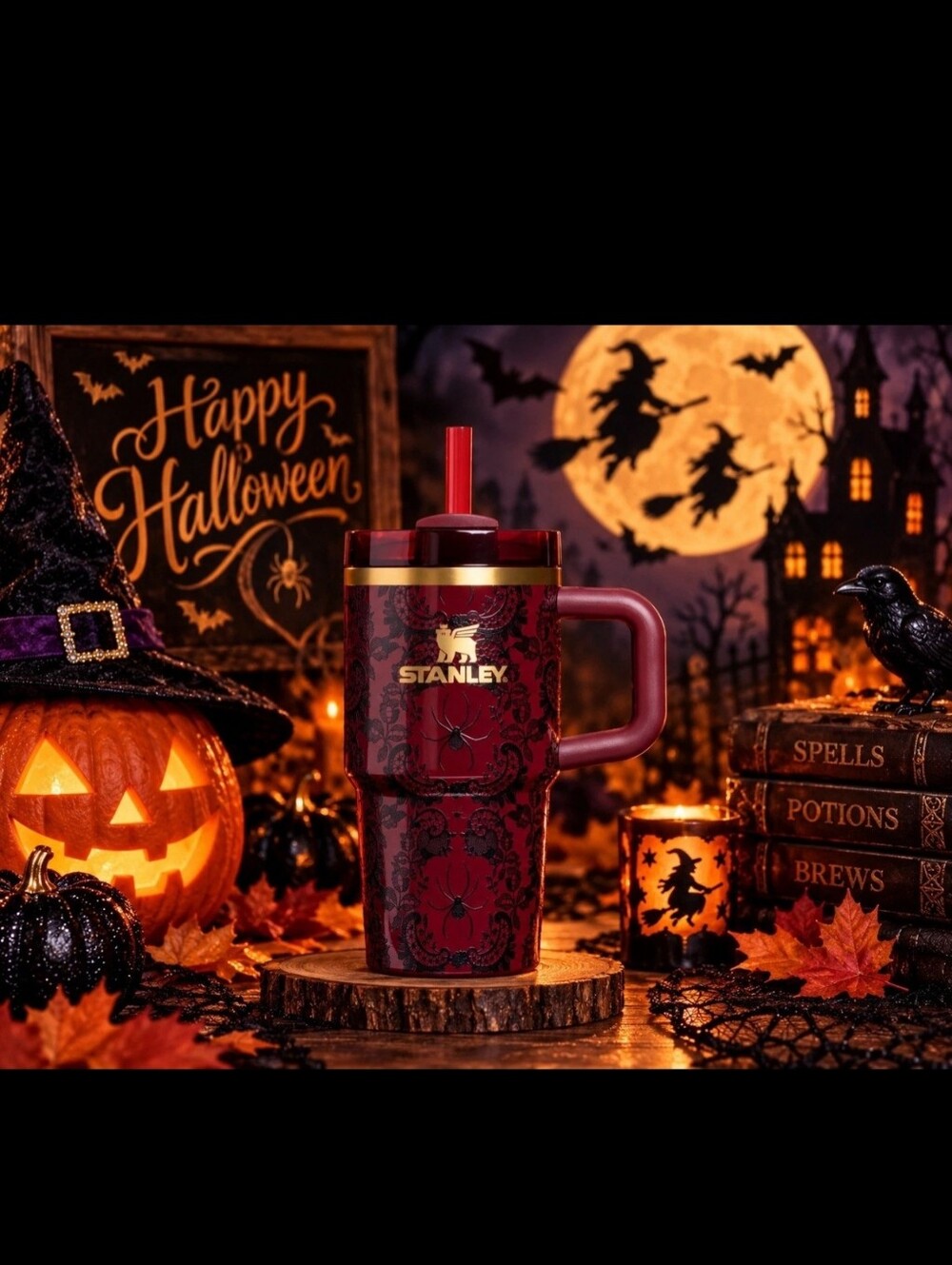 Stanley Halloween Quencher H2.0 FlowState 20oz. Bordeaux Lace